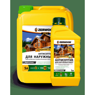 ЗЕРВУД Антисептик д/наружных работ конц. 1:9 (1л)концентрат