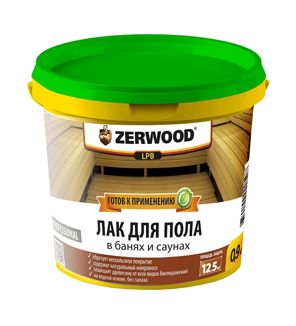 ЗЕРВУД Лак для пола в бани (сауне) 0,9кг,