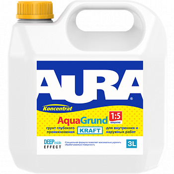 Грунтовка АУРА Белая 3л.концентрат КРАФТ AQUAGRUNT