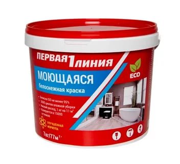 Первая линия Краска моющая 1,5кг.белоснежка