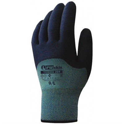 Перчатки Зеленые утепленные облитая ладонь