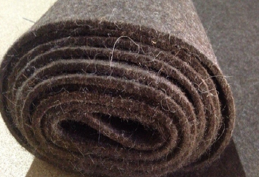 Войлок толщ.6-8мм. ширина1500мм.(рулон 20метров).иглопробивной стелечный пл.900гр/м2.