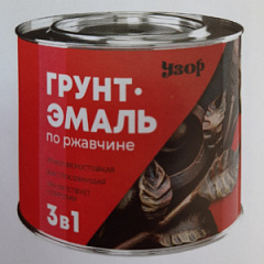 Грунт-Эмаль по ржавчине серая 1,8кг. УЗОР глянцевая