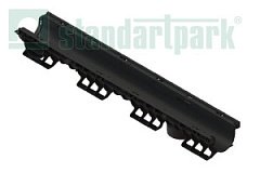 Лоток водоотводный ПОЛИМАКС ЛВ-10.16.12-ПП пластиковый стандартный борт 8020-М  (слив)